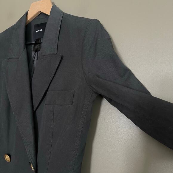 SMYTHE Unstructured Double Breasted Blazer Grey Size XS Classic Menswear Chic - Picture 11 of 16